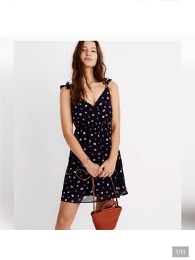 Madewell Ruffle-Strap Wrap Dress in Confetti Floral Blue Size 4